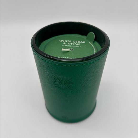 Anthropologie Icon Embossed Woody White Cedar & Thyme Glass Candle With Leather - Picture 4 of 4